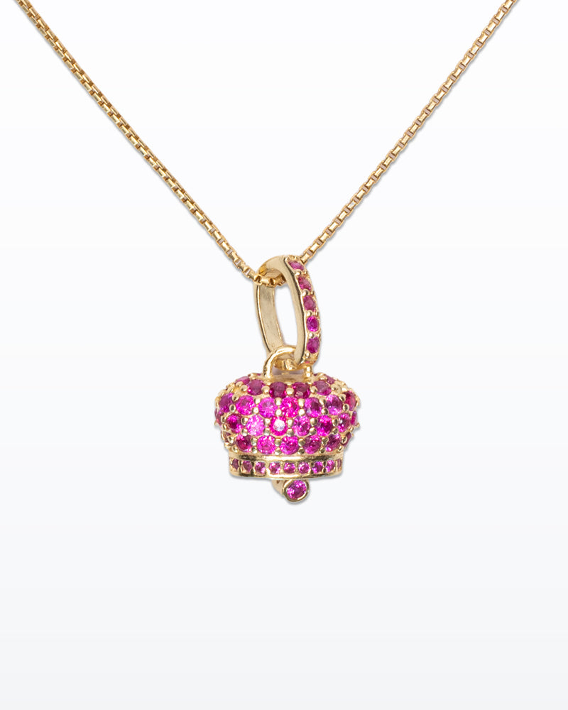 Capri Bell – Girocollo con campanella e cristalli magenta